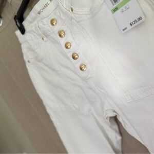 Michael Kors Ivory Trousers with Gold Buttons
